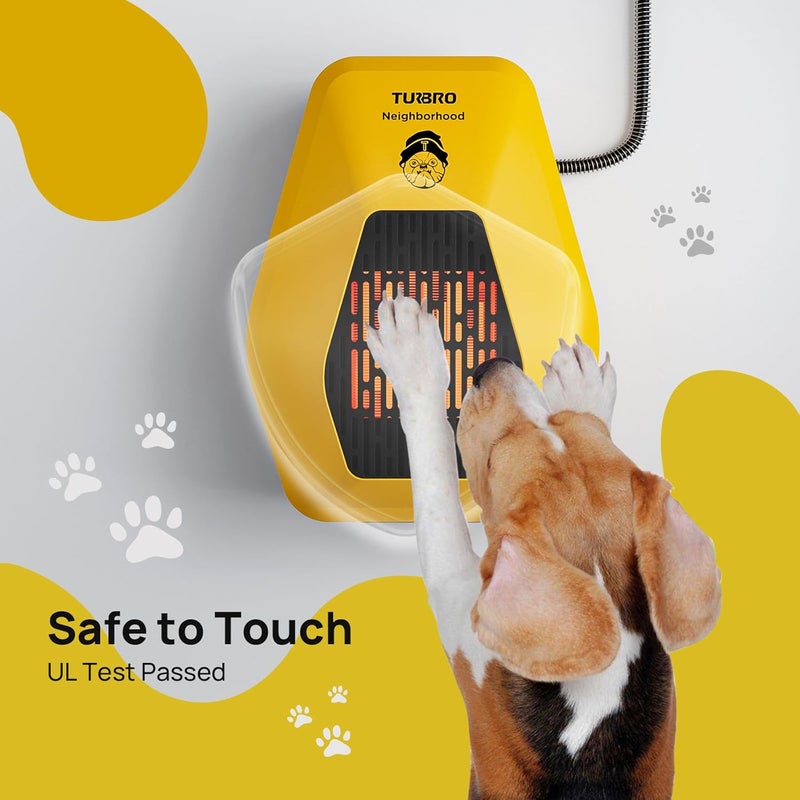 TURBRO Neighborhood DH800A Dog House Heater 800W, Wall Mount, 10ft Anti Bite Cord, Waterproof Control, Overheat Protection, Electric Warmer for Hound Kennel Cat Cage Chicken Coop, UL Test Passed - Image 4